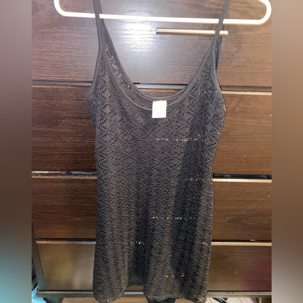 Black swim suit cover up dress